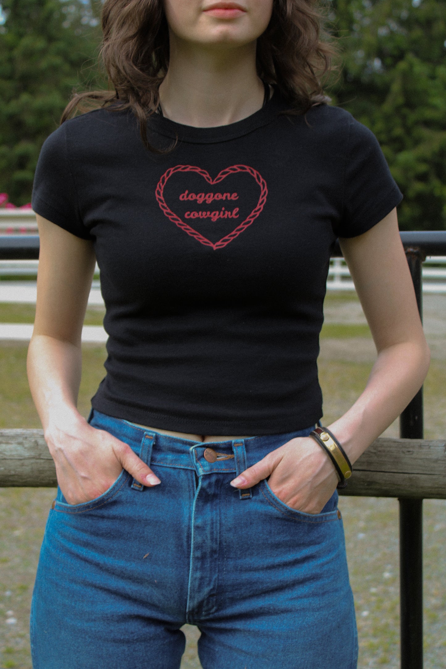 Doggone Cowgirl heart baby tee
