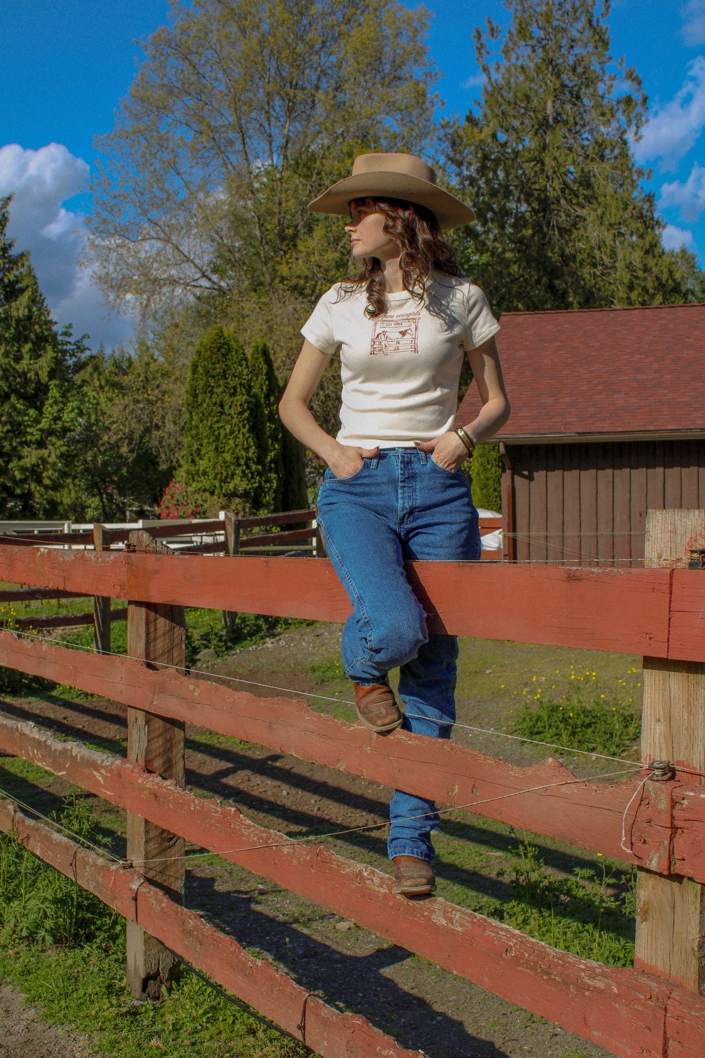 Doggone Cowgirl fence post baby tee