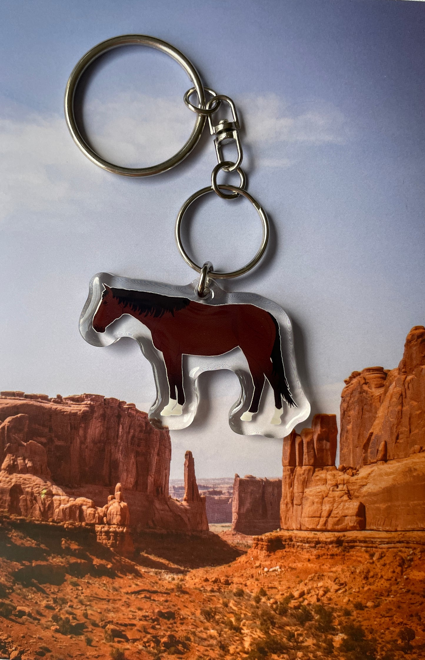 “Bay Thoroughbred” with markings keychain