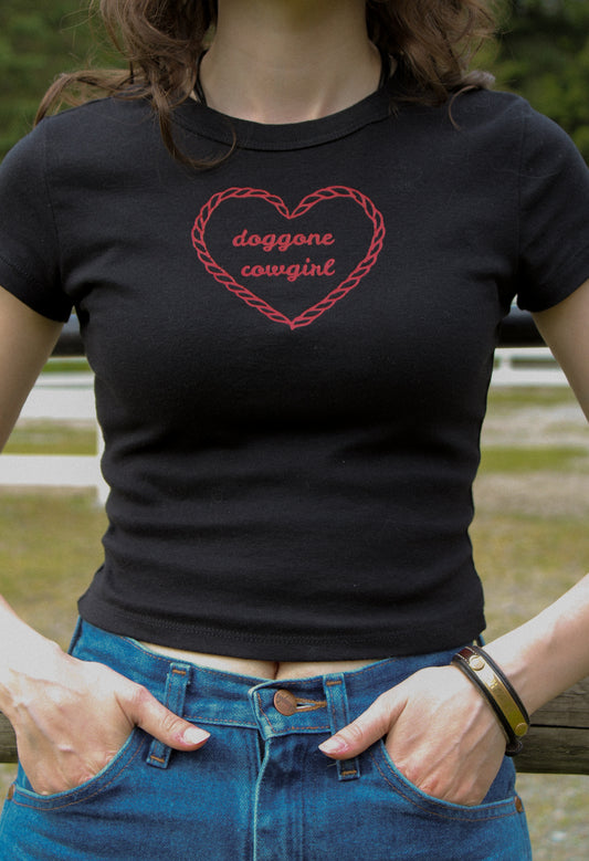 Doggone Cowgirl heart baby tee