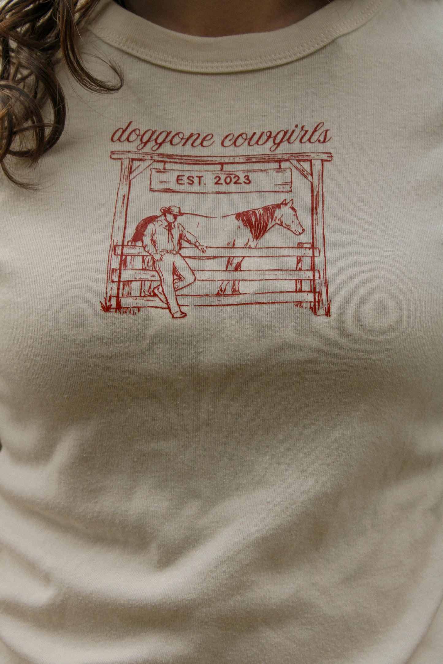Doggone Cowgirl fence post baby tee