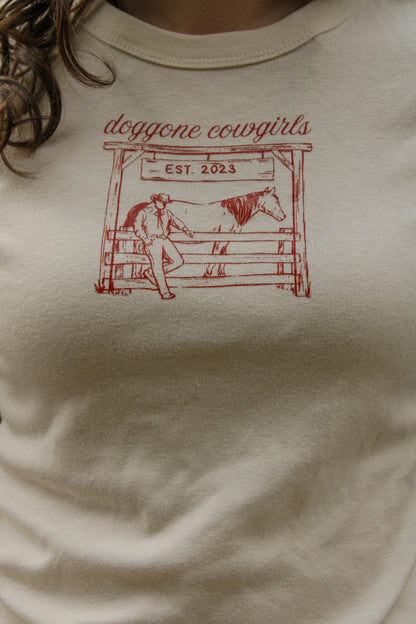 Doggone Cowgirl fence post baby tee