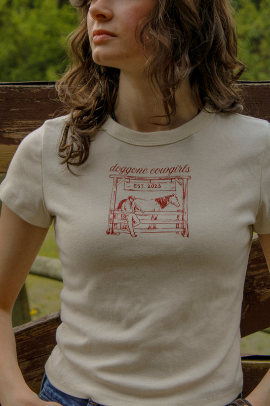 Doggone Cowgirl fence post baby tee